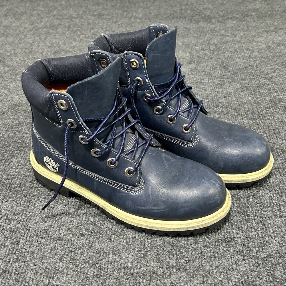 Timberland Women’s 6” Boots Size 5M Blue Navy Leather Waterproof Hiking Classic